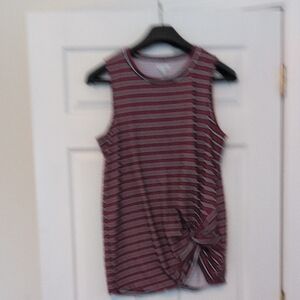 love, Fire Burgundy Striped Tank Top